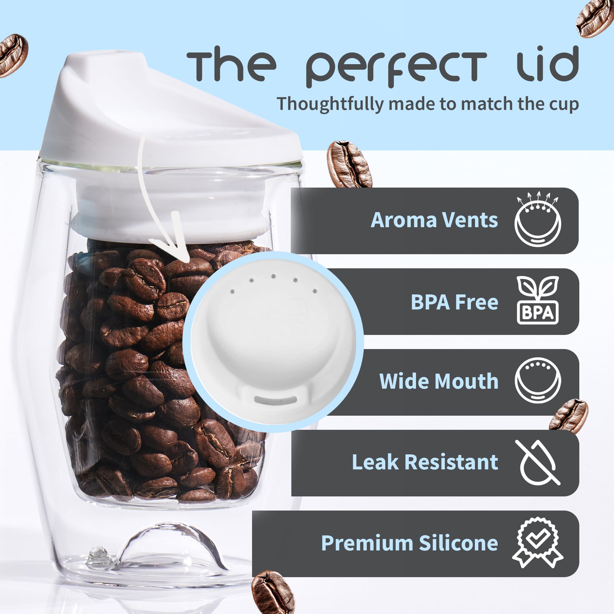 To-Go - Taza de café expreso, tamaño pequeño de 4.5 onzas, taza de viaje con tapa, reutilizable (blanco plano)