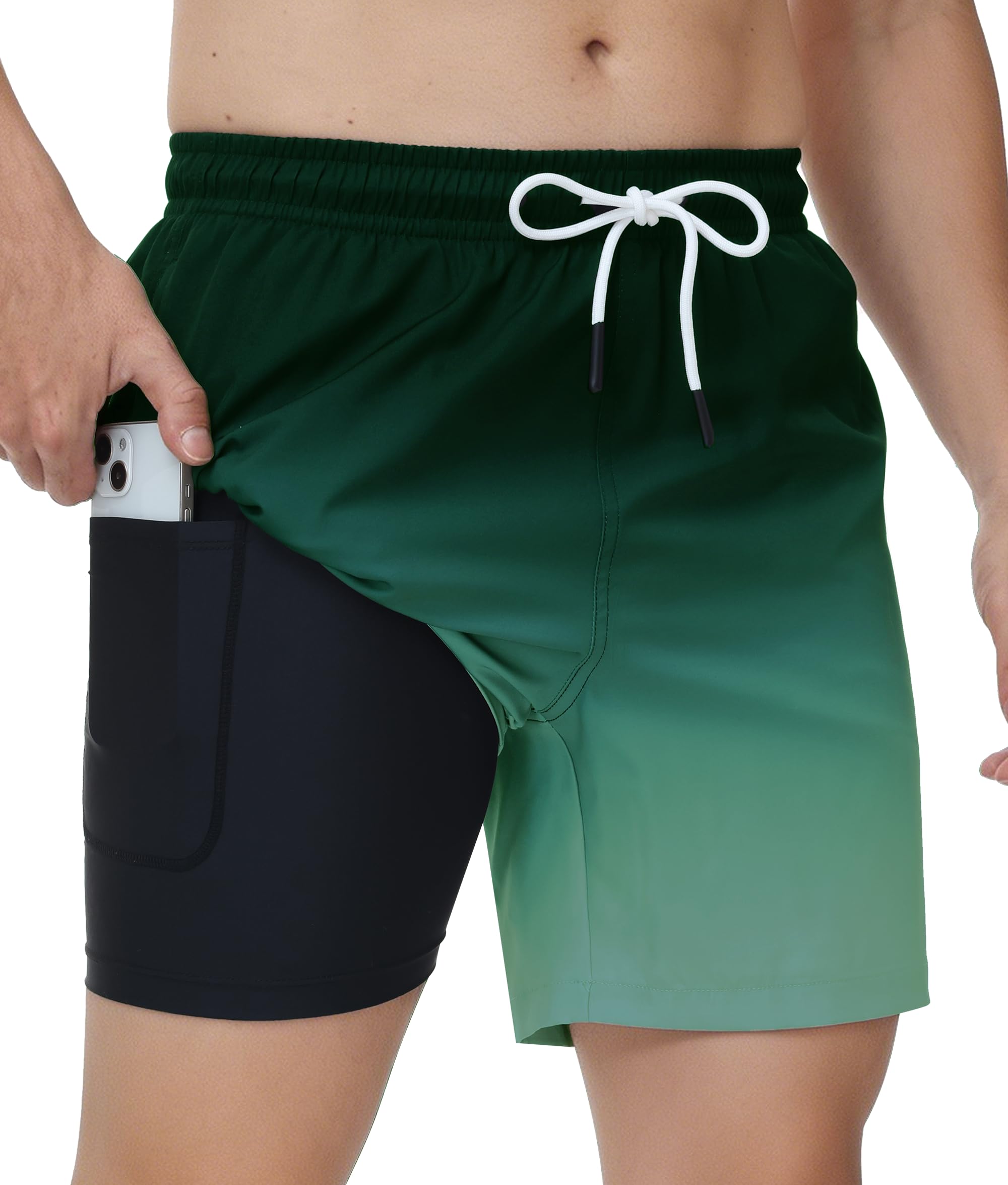 Zoofly Schwimmhose Herren mit Innenhose und 4 Taschen Badehose Männer Schnelltrocknend Atmungsaktiv Badeshorts
