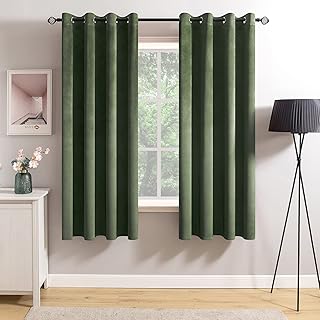 MIULEE Velvet Curtains Olive Green Elegant Grommet Curtains Thermal Insulated Soundproof Room Darkening Curtains/Drapes for Classical Living Room Bedroom Decor 52 x 63 Inch Set of 2 - Buy now