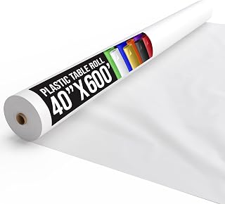 Exquisite White Plastic Table Cover Roll 40" X 600' Table Cloth Plastic Cover Roll - Premium Quality Thick 0.5 MIL Banquet Rolls - Disposable Tablecloth Rolls