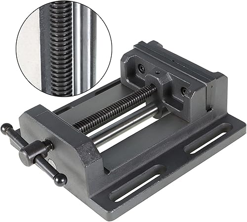 Vista 2 de findmall Tornillo de prensa de taladro de perfil bajo resistente con base estacionaria para taladrar roscado y escariado