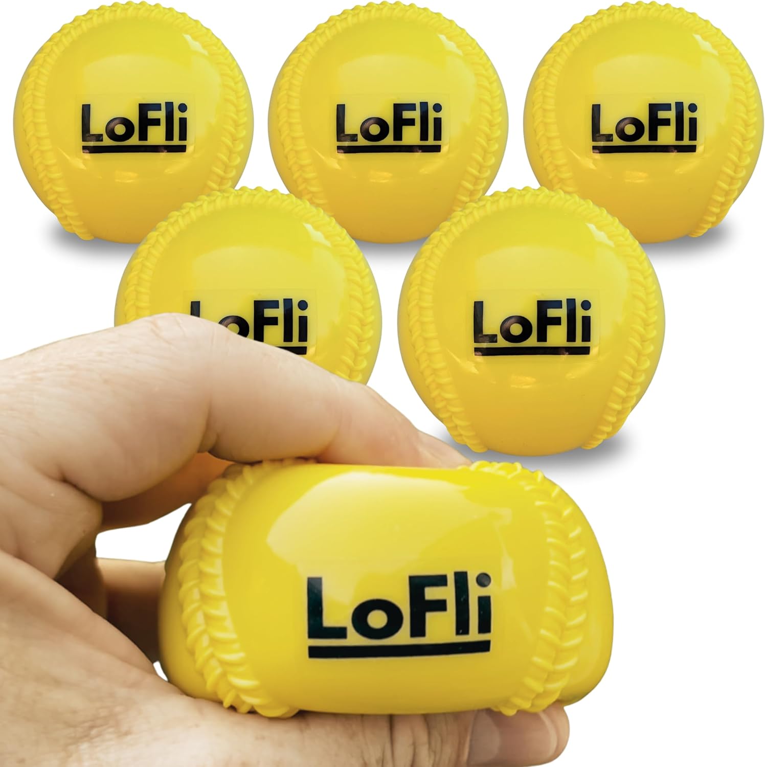 LoFli Limited-Flight Training Baseballs - Regulation Size & Weight, Soft, Safe & Durable - Indoor & Outdoor Practice for Kids & Adults – 6 Pack – Yellow