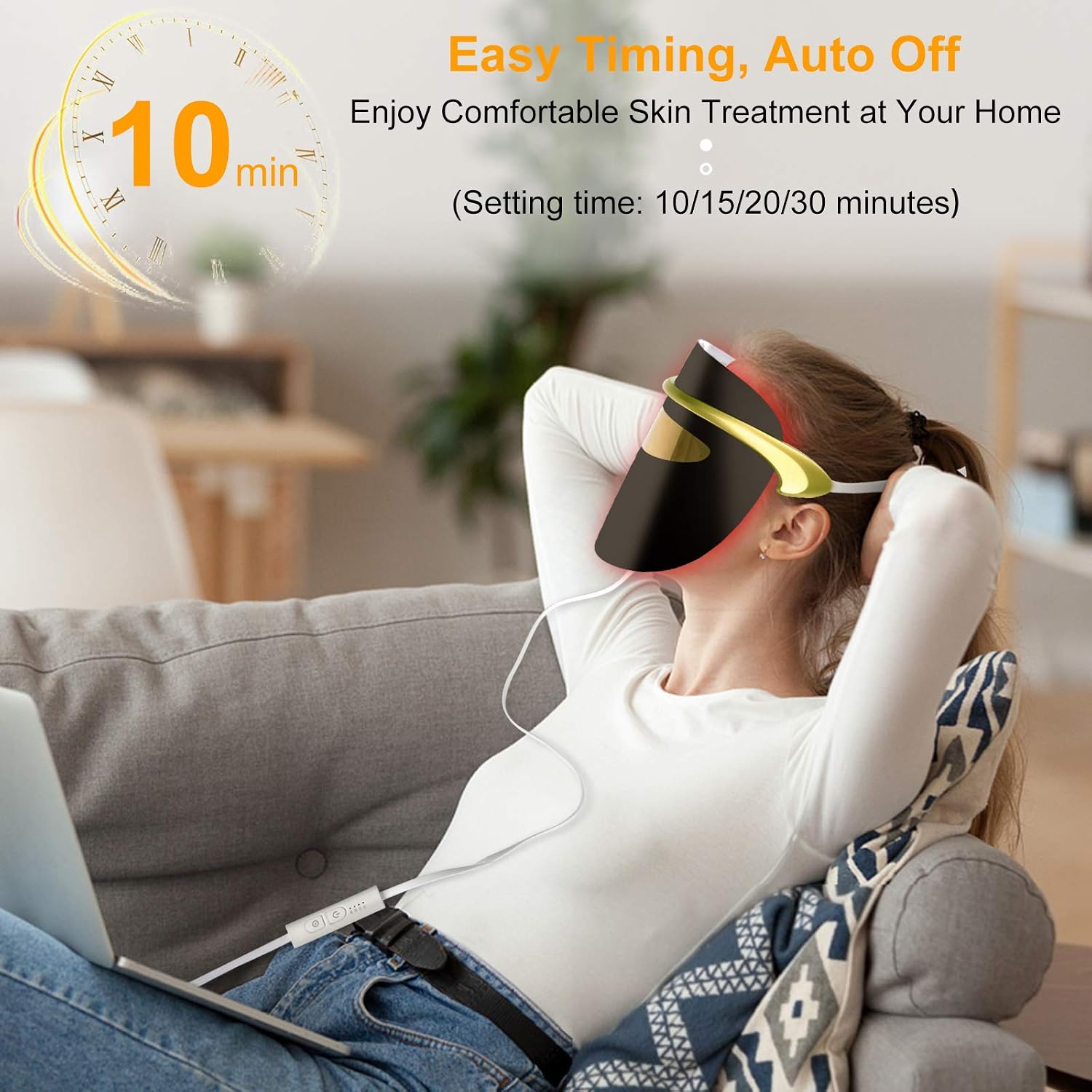 THAPPINK 7 Colors LED Light Therapy Mask, LED Light Therapy Face Mask for Wrinkles Skin Rejuvenation Home Use