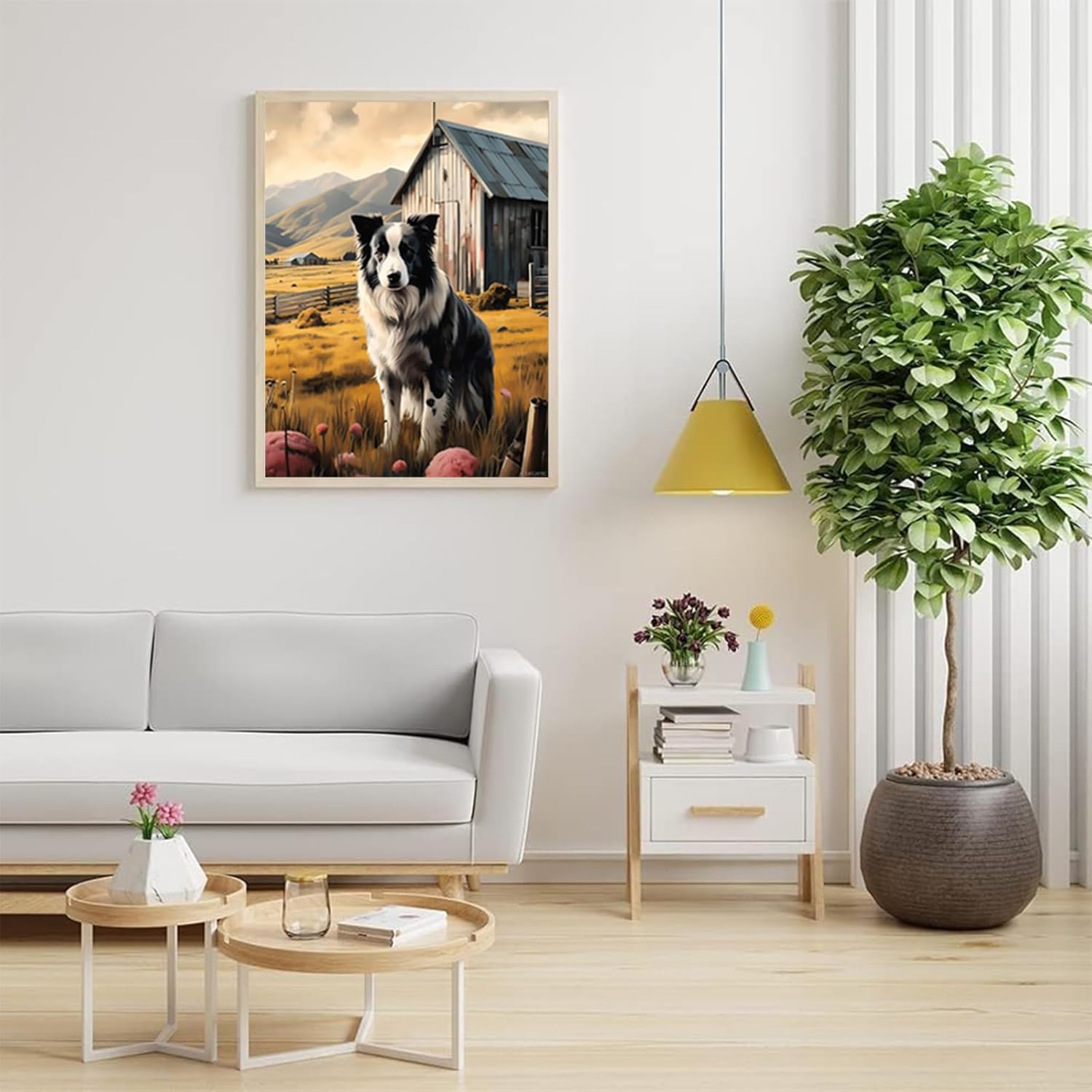 EATUKYIC Border Collie Diamond Painting Kits for Adults, Farmhouse Border Collie Dog Diamond Art Kits for Adults, Border Collie Gem Art Kits for Adults for Gift and Home Decoration 12x16 inch