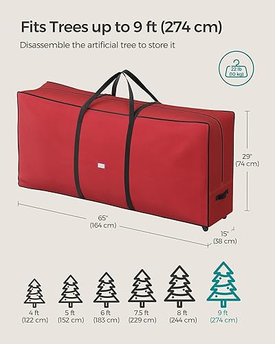 Miniatura 5 de SONGMICS Bolsa de almacenamiento para árbol de Navidad con ruedas de 1.6 pulgadas, bolsa de almacenamiento rodante, hasta 9 pies, para árbol de