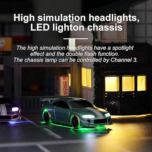 Miniatura 2 de Turbo Racing - Coche RC Drift a escala 176 con Gyro Mini Full Proporcional RTR 2.4GHZ Control remoto con 2 carcasas reemplazables (C62 Cyan-Drift)