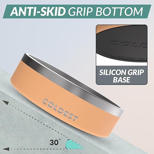 Vista 330 de Coldest Cuenco de metal antioxidante, antideslizante, 3 capas aisladas, acero inoxidable, perro, gato, mascota, antiderrames, sólido, para agua