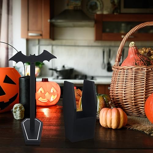 Miniatura 6 de Uiifan Toallero de papel para Halloween, soporte para toallas de papel de murciélago, soporte para utensilios de cocina, accesorios de cocina