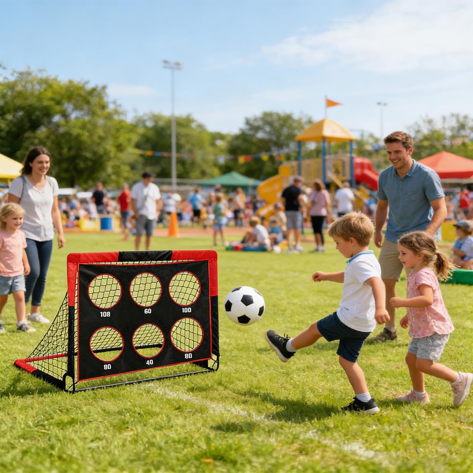 Porta Da Calcio Per Giardino Set Attrezzatura Bersaglio Con Design Moderno | 1.2 m Larghezza X 0.9 m Altezza Rete Rettangolare Pieghevole da Calcio Per Sport E Giochi Con Palla In Campo