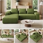 Couch sectionnel sans os, 105" L-Shape Deep Seat Cloud Couch avec Chaise & Oreiller, Memory Moom Cloud Coupes de section pour le salon, Canapé comprimé, Stabilité antidérapante, Installation facile, Corduroy, Plush