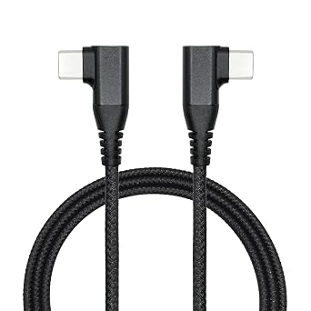 Right Angle USB C to USB C Cable 1M/3FT, 90 Degree 60W PD Type C Fast Charging & Data Transmission Nylon Braided Cable, for Type C Devices Laptop/Tablet/Cell PhoneBlack