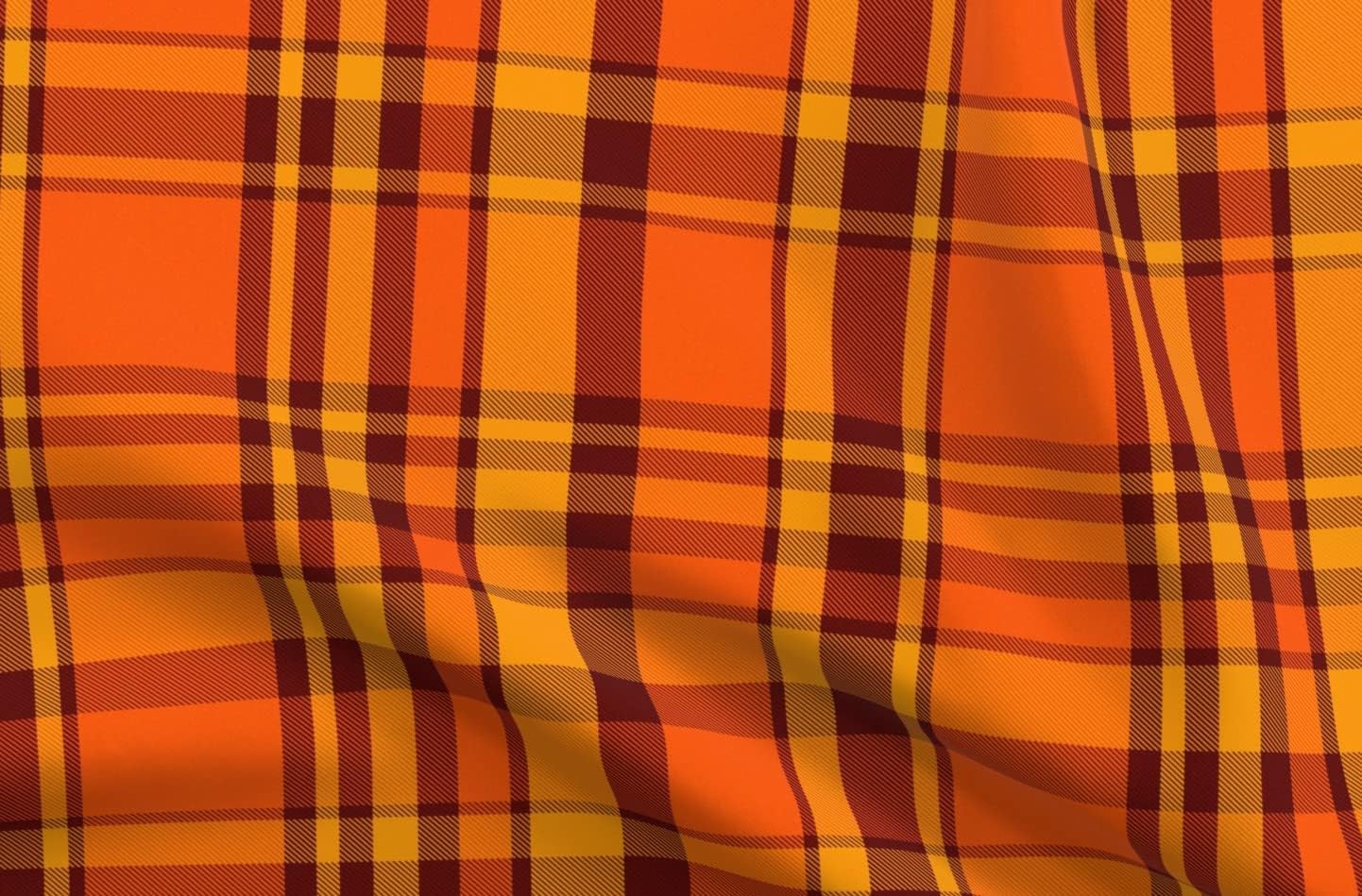 Spoonflower Fabric - Fall Plaid Orange Tartan Autumn Harvest Woven Effect Halloween Check Printed on Petal Signature Cotton Fabric Fat Quarter - Sewing Quilting Apparel Crafts Decor