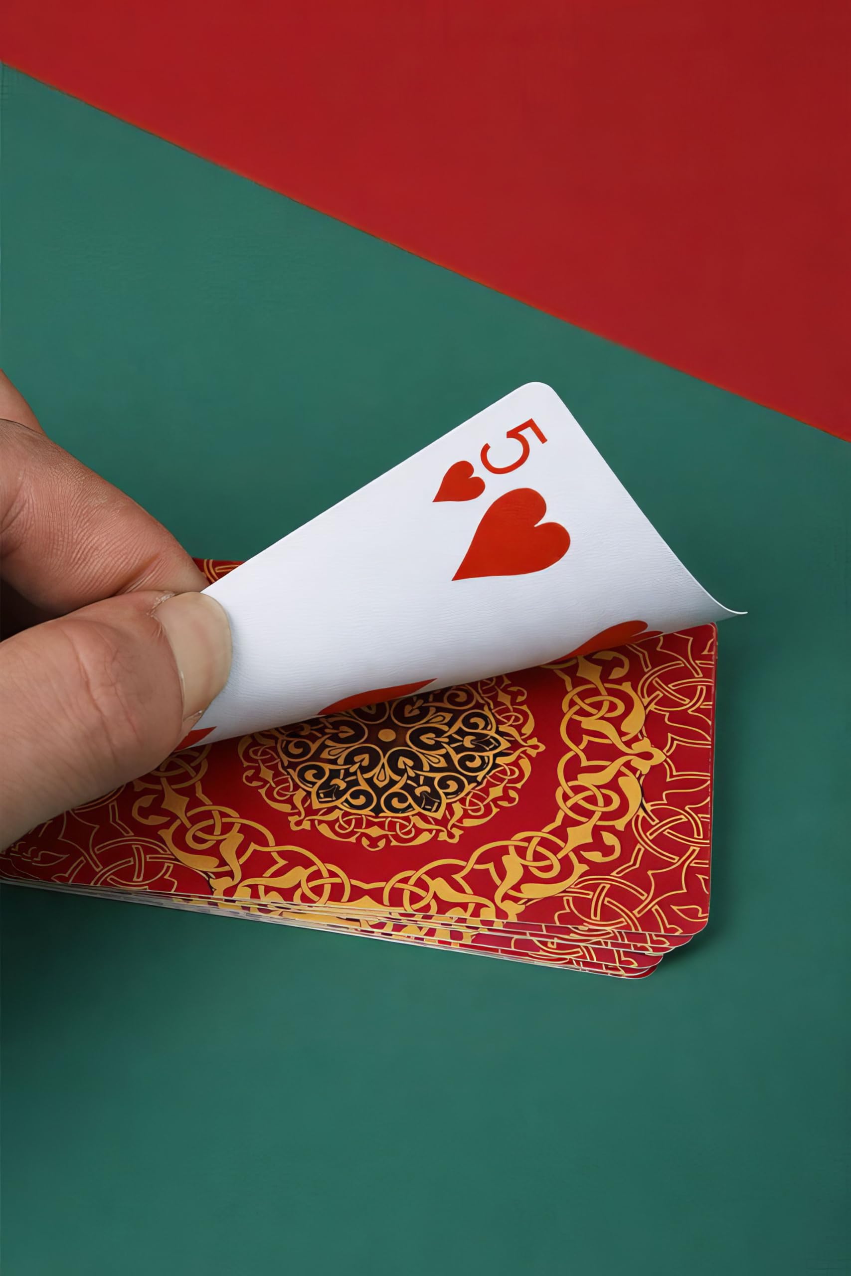 Kırmızı Jumbo Boy Pvc Plastik Su Geçirmez iskambil Poker Oyun Kağıdı rd61kr