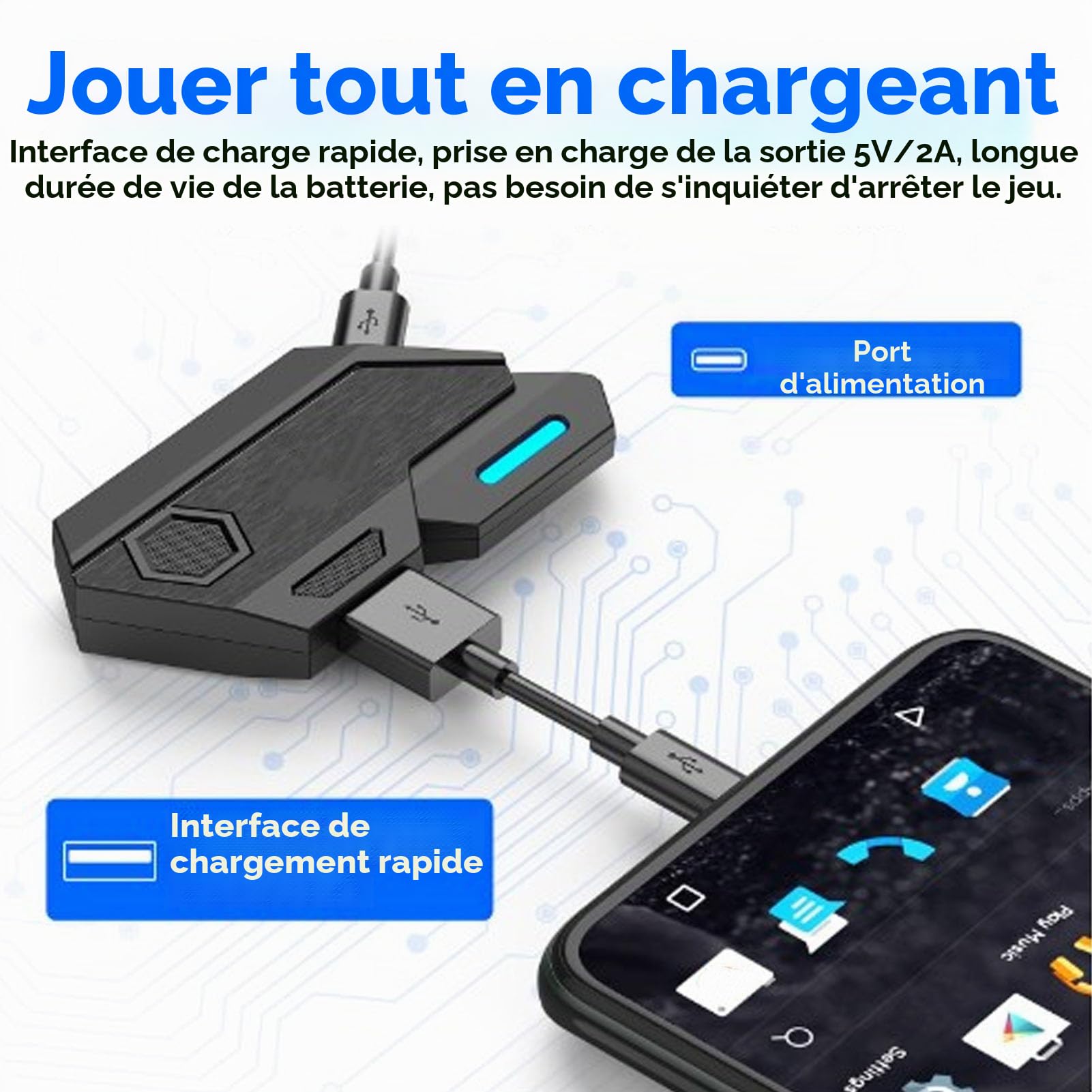 Greensen Jeu Mobile Combo, Clavier Souris Convertisseur 4 en 1 pour Jeu à Une Main avec Support Téléphone pour Charge Rapide sans Délai