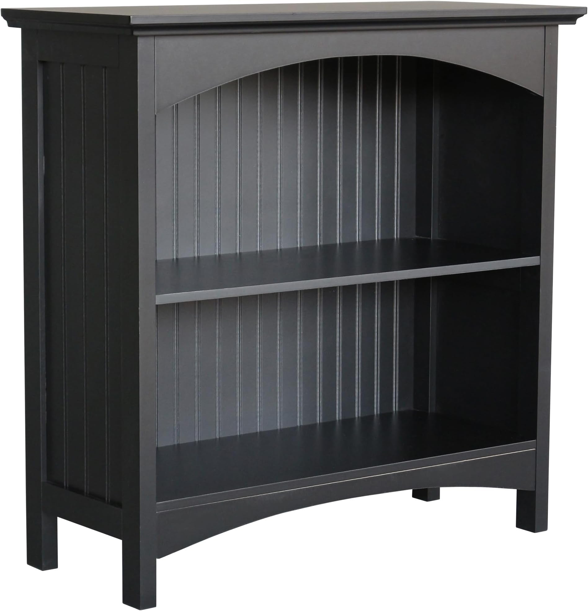 eHemco 2 Tier Bookcase with 2 Arched Supports, 29 Inches, Black