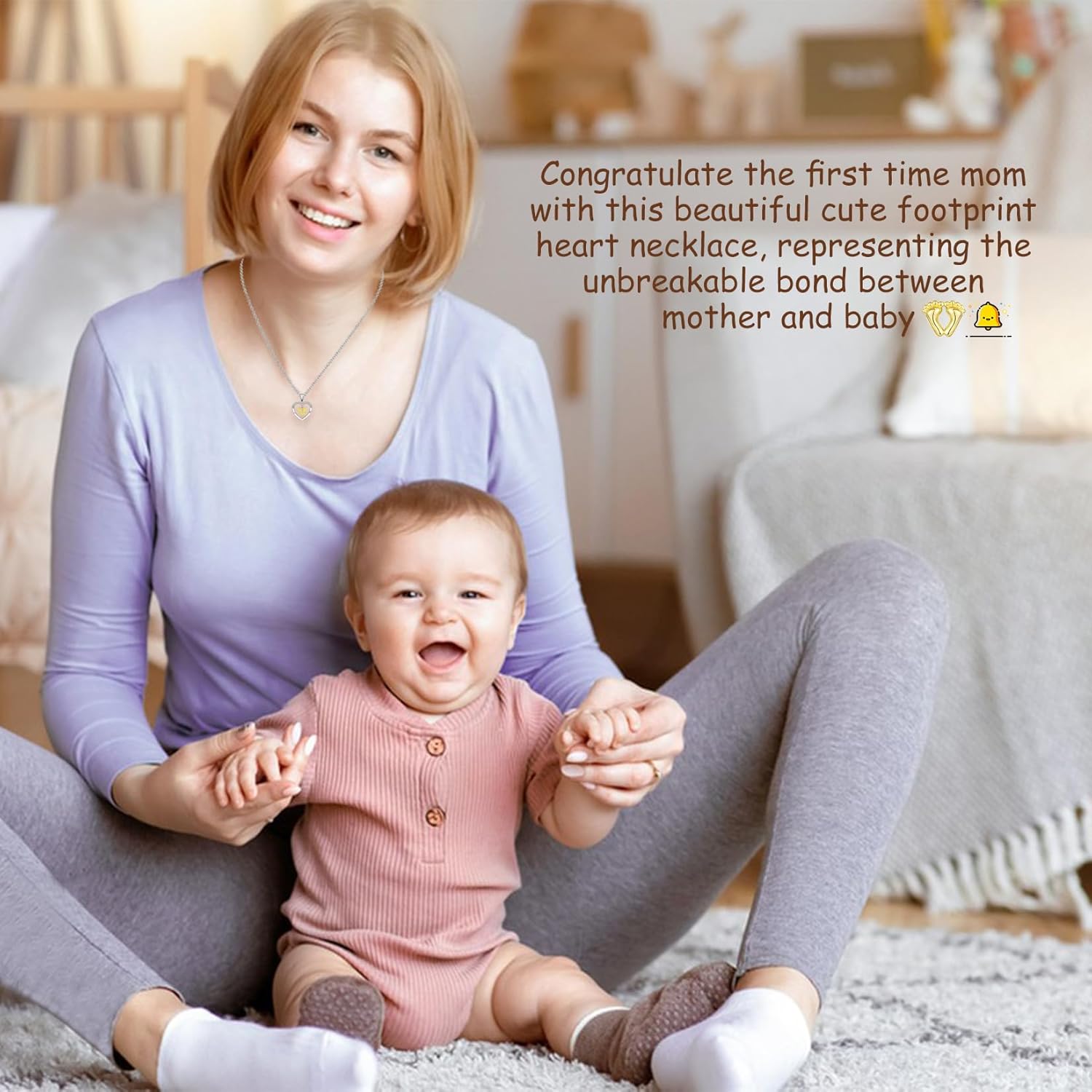 EPIRORA New Mom To Be Gift, Silver Baby Feet Heart Necklace Gifts for Pregnant Mommy 1st Time Moms, Mama Necklaces for Women Mommy to Be New Mother, Mothers Day Birthday Christmas Presents for Her - Image 5