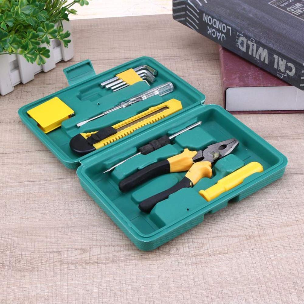 11pcs Kit Di Attrezzi Per La Riparazione Dell'auto Per Uso Domestico Cacciavite + Pinze Per Cavi + Chiave + Cassetta Degli Attrezzi A
