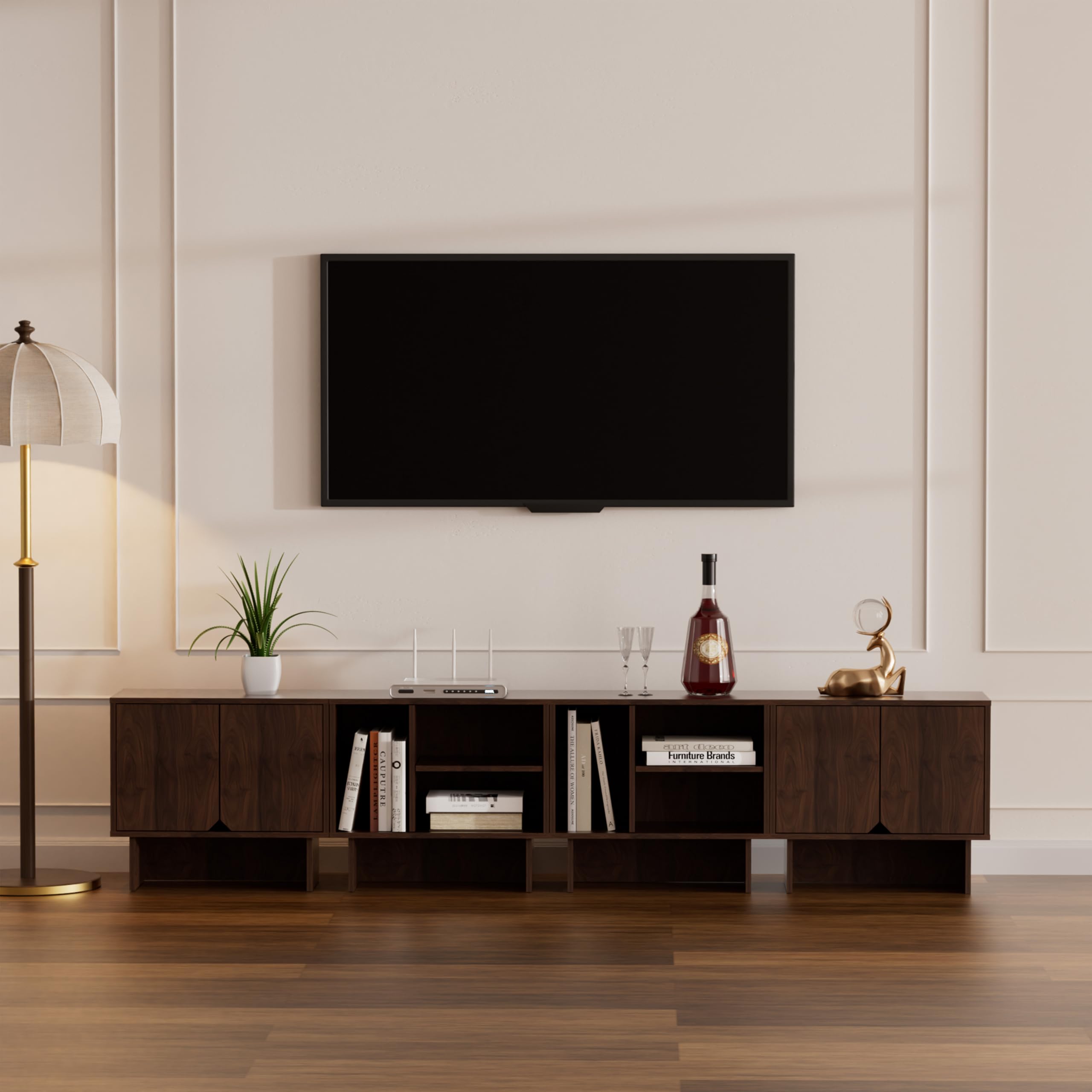 Photo 1 of *** partial set only box 1/2 ***** Modular TV Stand for 100-Inch TV,Also Used as Storage Sideboards,Bookcase,4pcs End Table,Nightstand,Buffet Cabinets with Adjustable Shelf,Coffee Table for Living Room,Dining Room,Bedroom, Walnut