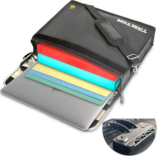 Extra grande 16 x 12 x 3.5 pulgadas, bolsa de documentos ignífuga con bloqueo TSA, almacena archivos de tamaño legal, visible en la oscuridad