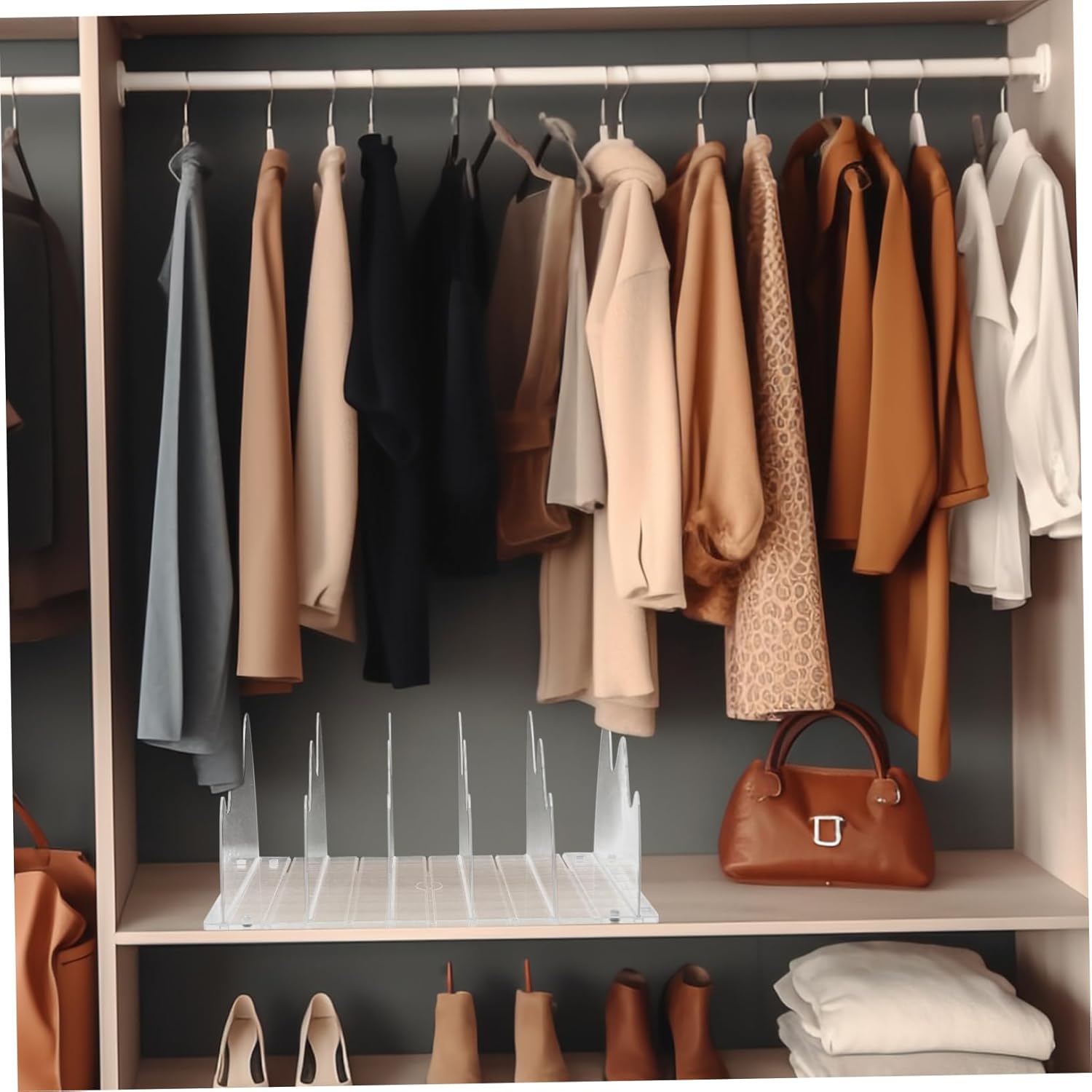 Storage Box Rack Shelves Shelf Purse Organizer Bag Holder for Closet Purse Divider Bag Organizer for Drawer Bags Organizer for Closet Purse Rack for Closet Transparent Plastic