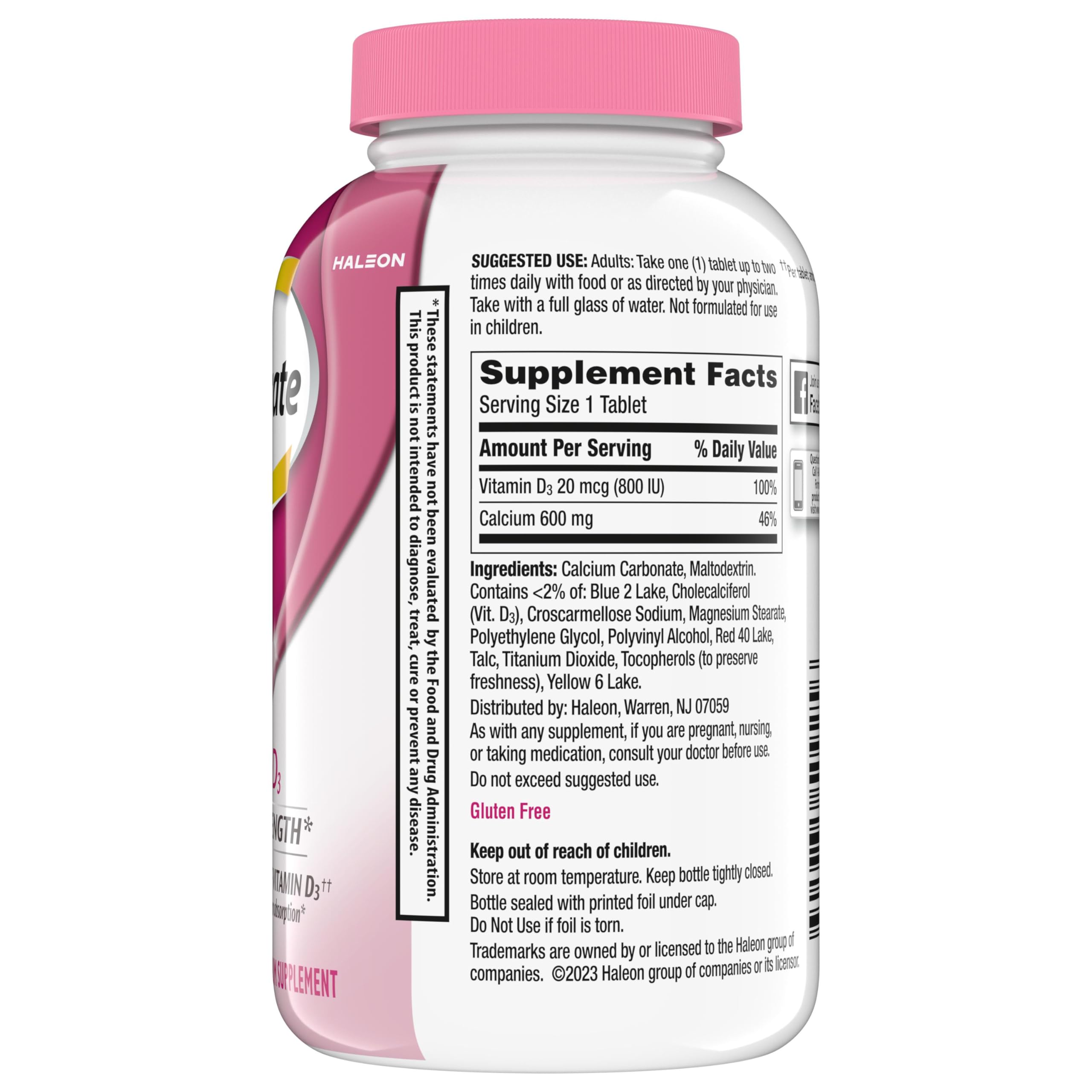 Caltrate 600 Plus D3 Vitamin D and Calcium Supplement Tablets, 200 Count — Amazon image 11