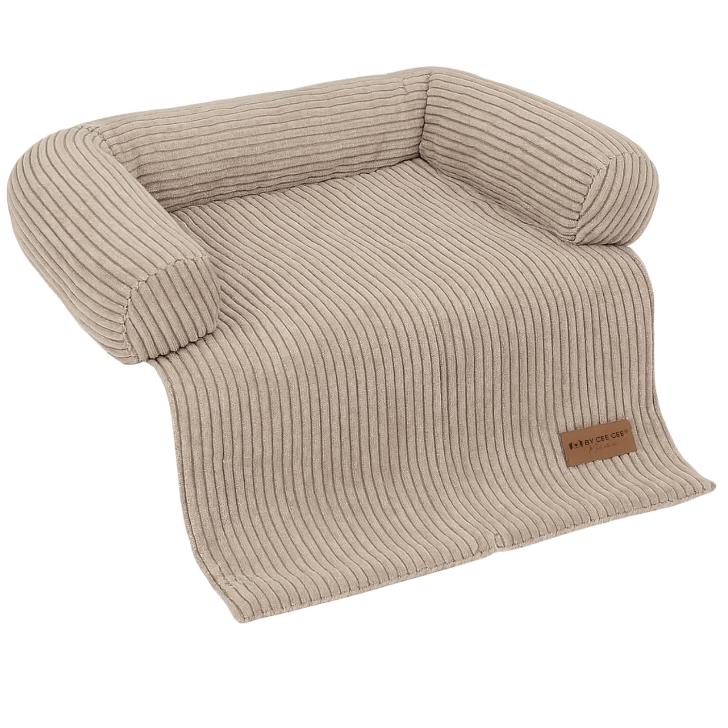 Original Hundedecke Sofa - Hundedecke Sofa - Hundekorb - Premium - Komplett abnehmbar - Rippenstoff - Mokka Taupe - 75x90 - Größe S