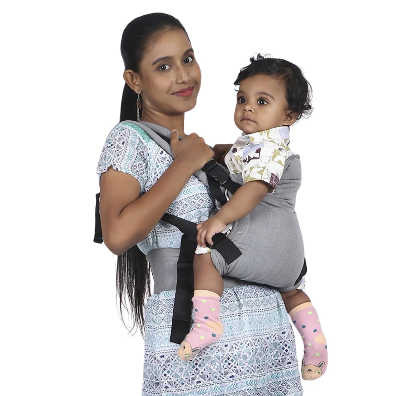 BLOOMBELL Premium 4-in-1 Baby Carrier | Multi-Position Newborn to Toddler Carrier | Comfortable & Safe (Grey)