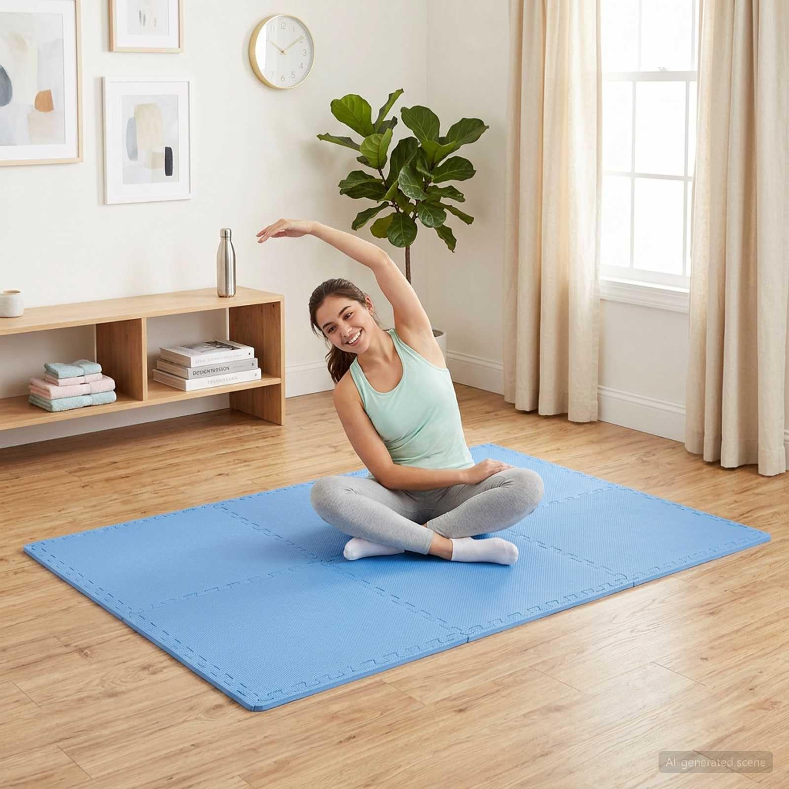 Lot de 6 tapis de sol en mousse EVA - 2,16 m² - Design puzzle extensible - Pour la maison et la salle de sport - Tapis de protection antidérapant pour entraînement, yoga, appareils