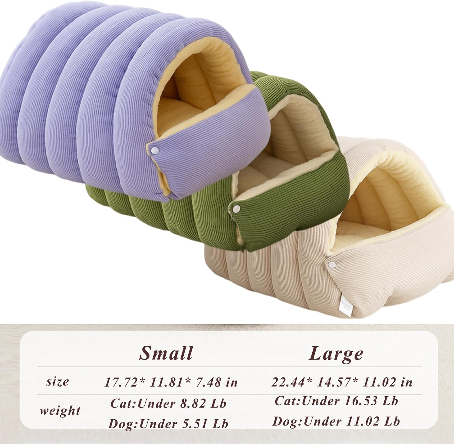 Warmth Cozy Comfort Plush Pet Cave, CutyPet Winter Cave, Washable Fluffy Enclosed Cute Pet Bed with Cover Caves Blanket for Dog Cat (Purple,Large)