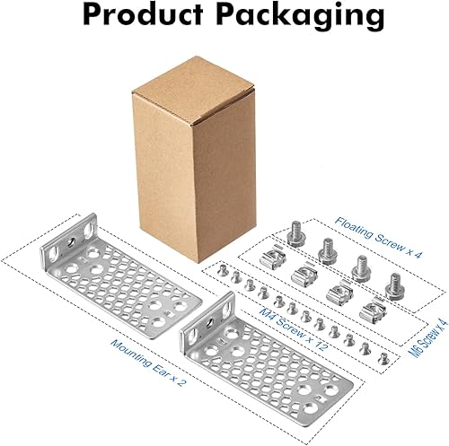 Miniatura 13 de MokerLink Kit de montaje en rack de 1U compatible con interruptores Ubiquiti, orejas de montaje en rack para interruptor EdgeSwitch ES-8-150W de 8