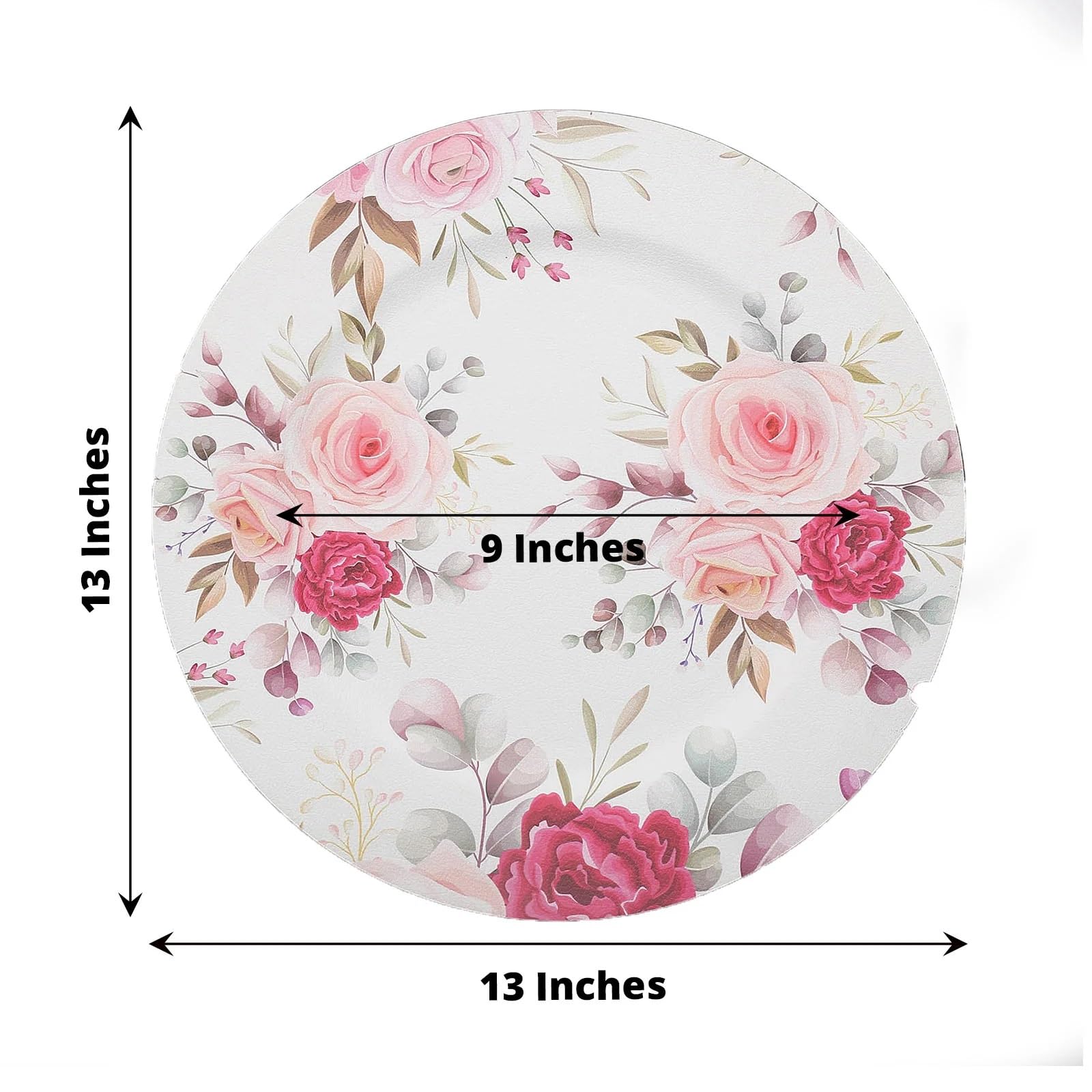 Balsa Circle 6 Round 13 in Plastic Charger Plates Assorted Rose Flower Design Wedding Party Events Reception Decorations Supplies