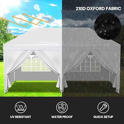 Miniatura 3 de Kaen Toldo desplegable de 10 x 20 pies, tienda de campaña de 10 x 20 pies con 6 paredes laterales, toldo de sombra instantánea para fiestas, playa