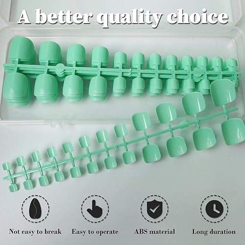 Miniatura 42 de LoveOurHome 576 uñas postizas a presión para mujer, uñas postizas de gel con pegamento en los dedos, uñas postizas cuadradas cortas, uñas postizas