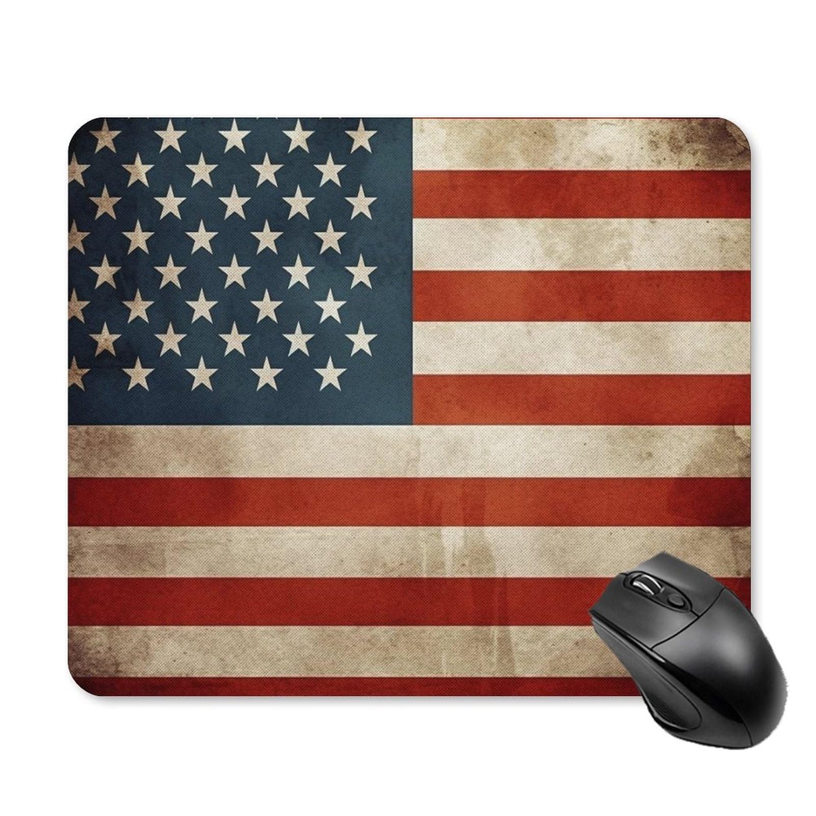 Gaming Mouse Pad Waterproof Mouse Mat with Non-Slip Rubber Base Vintage American USA Flag Mice Pads Rubber Non-Slip Mousepads Desk Keyboard Pad for Laptop Computer Office Travel 25 * 30cm