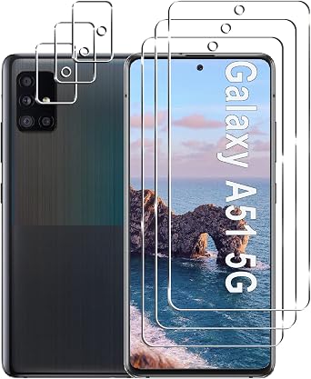 [3+3 Pack] Galaxy A51 Screen Protector + Camera Lens Protector, 9H Hardness Tempered Glass, Scratch Resistant, HD Clear, Easy Installation, Bubble Free, Screen Protector for Samsung Galaxy A51 5G