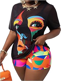 BEAUDRM Women's 3 Piece Plus Size Swimsuit Tankini Shorts Set High Waisted Bathing Suit Graphic Beachwear with Mesh Cover Up Price In India