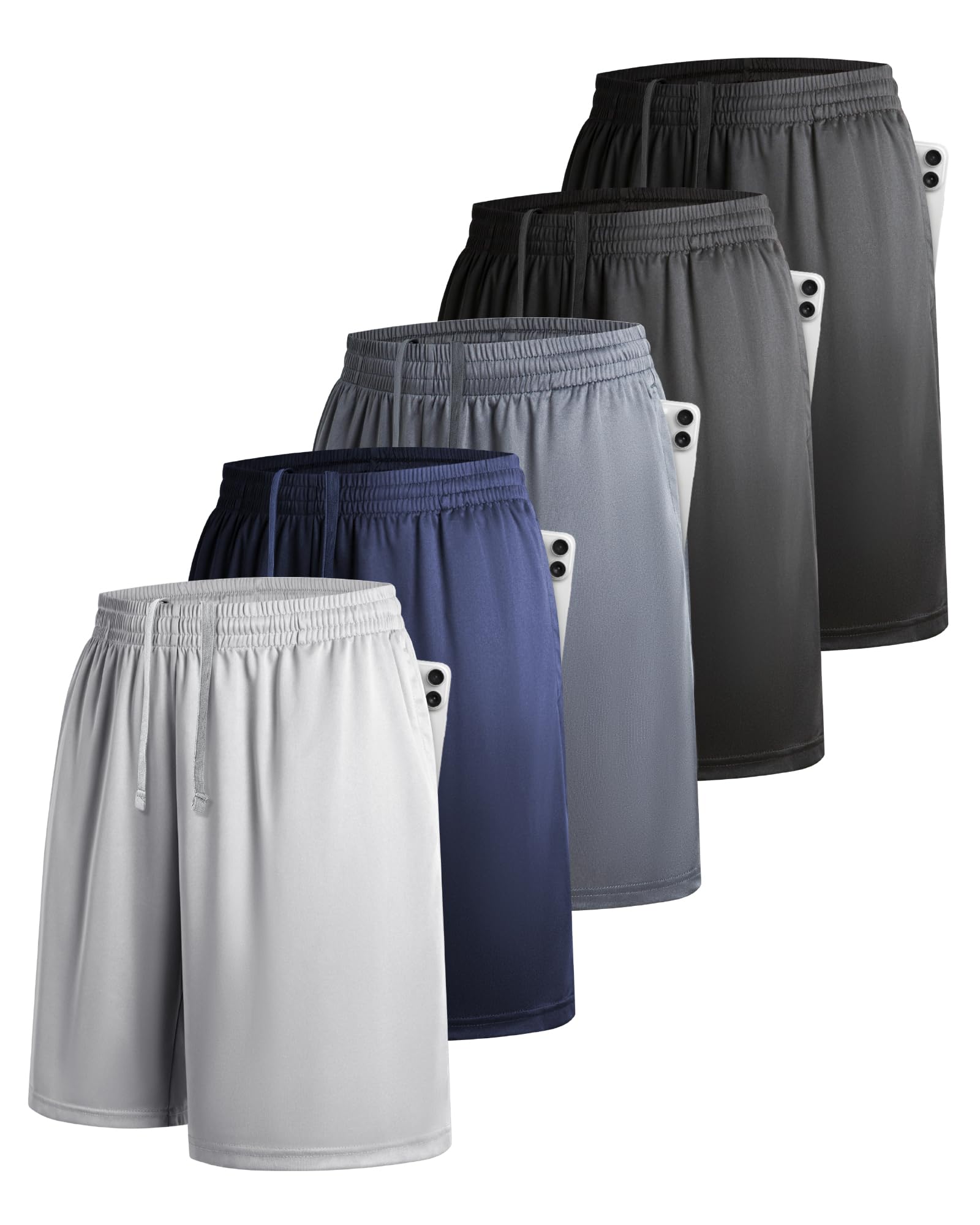 YIOIOWVY Paquete de 5 Pantalones Cortos Deportivos para Hombre con Bolsillos y Cintura elástica