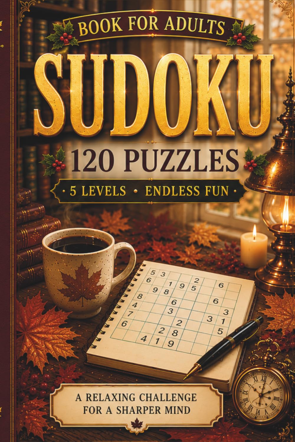 Sudoku: Sudoku Books for Adults: Inspiring Logic Puzzle Workbook for Adult Solvers with Autumn Vibes