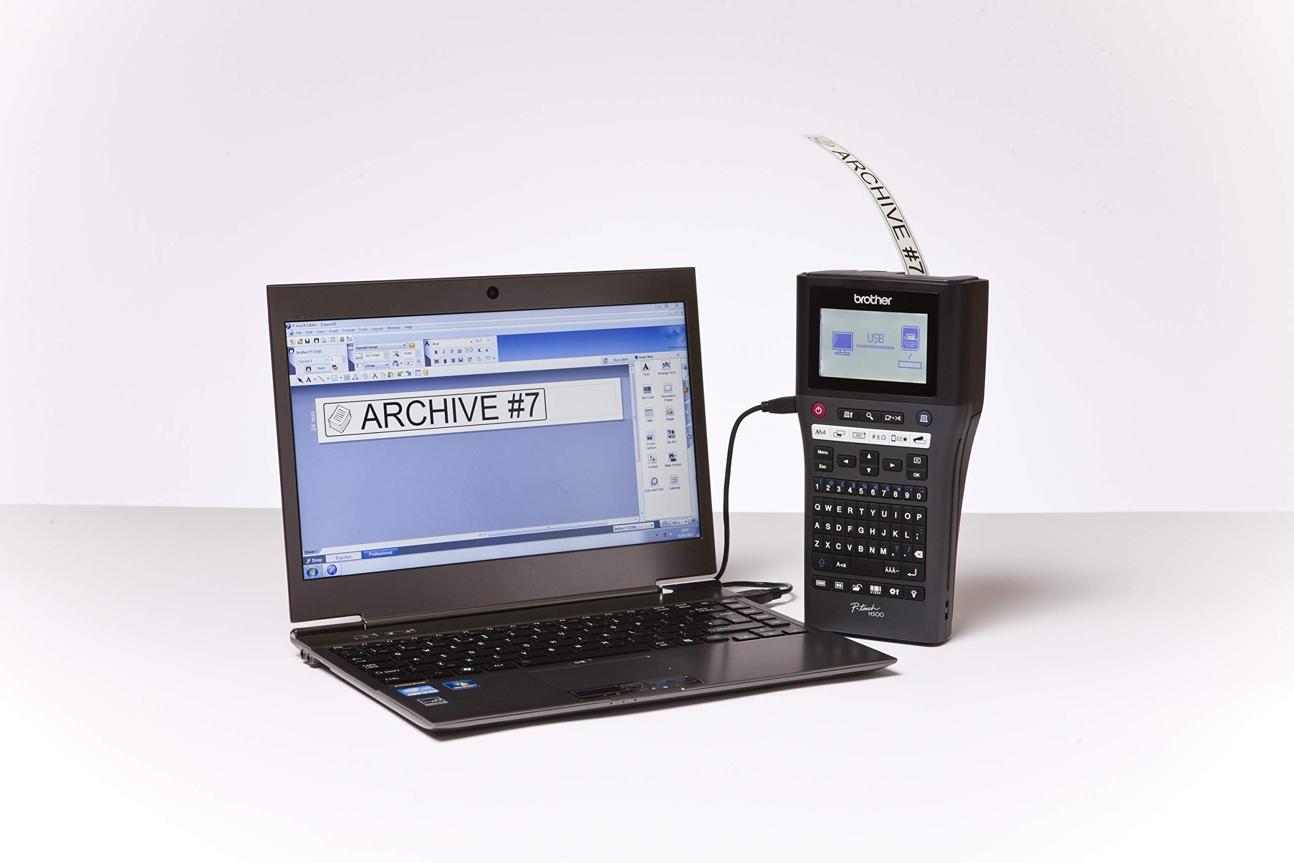 Brother PT-H500, etiqueteuse Portable et Connectable, Clavier AZERTY, utilise des Rubans TZe de3.5à 24mm de Large, Imprime Jusqu’à 7 Lignes de Texte, Compatible PC/Mac, Vitesse d’Impression :30mm/Sec
