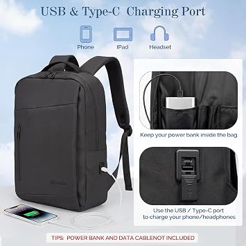 Travel Laptop Backpack, 40x30x20 Underseat Cabin Backpack, Black