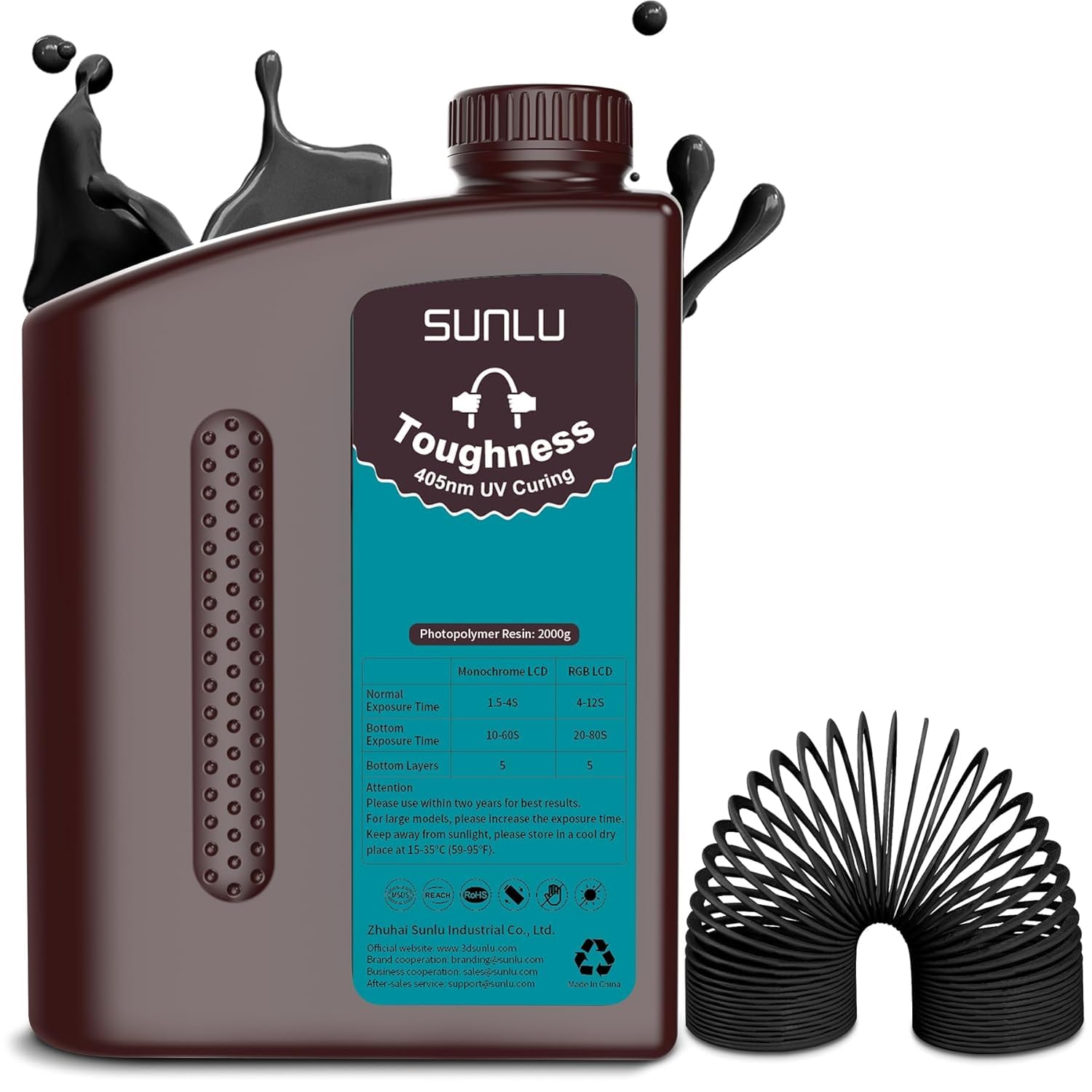 SUNLU - High Hardness 3D Printer Resin, 2kg, Upgraded Flexible 3D Printing Photopolymer Resin, 405nm UV Quick Curing 3D Resin for Most DLP SLA Resin 3D Printers-image-6