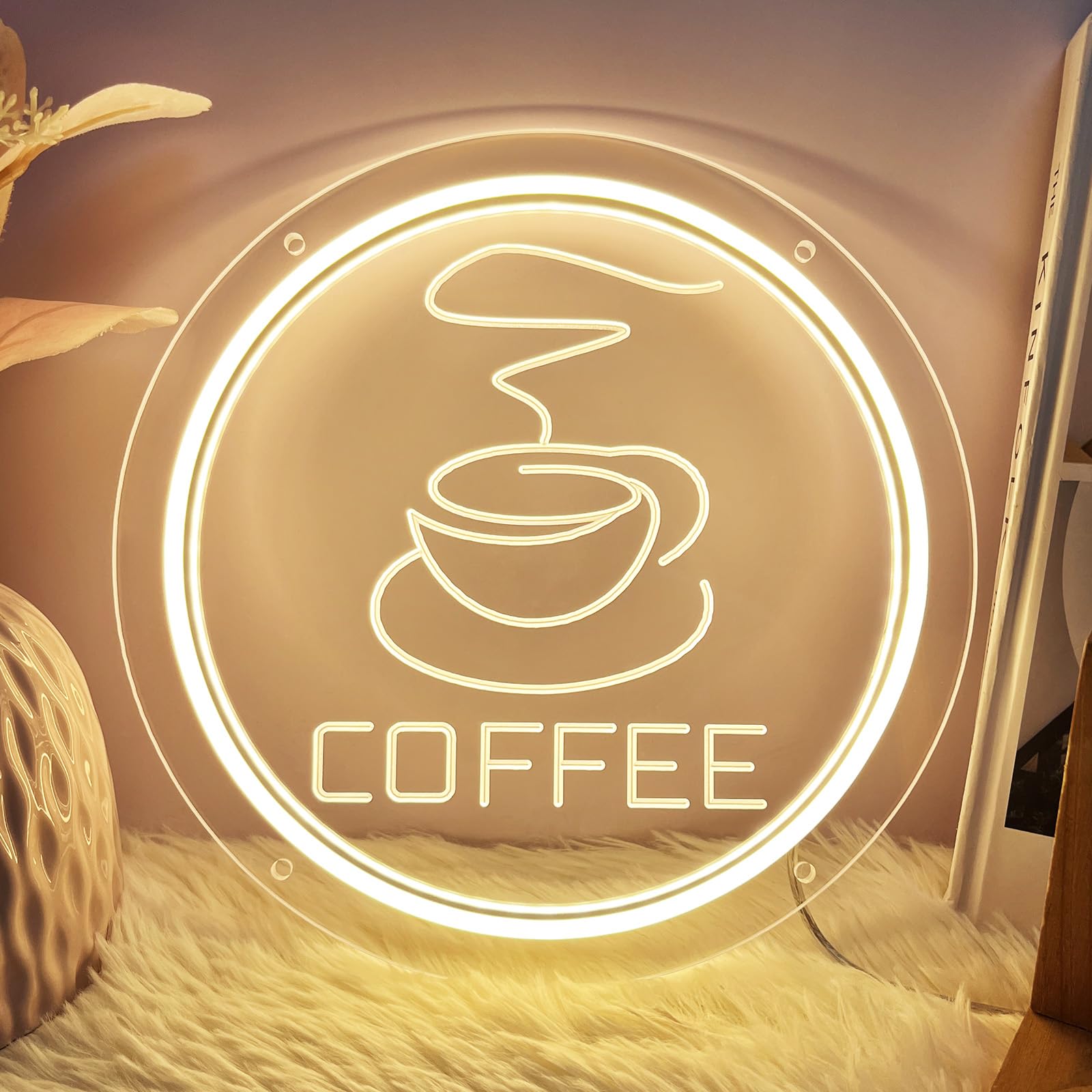 Coffee Neon Sign,LED Neon Light for Wall Decor,Warm White,9.84x9