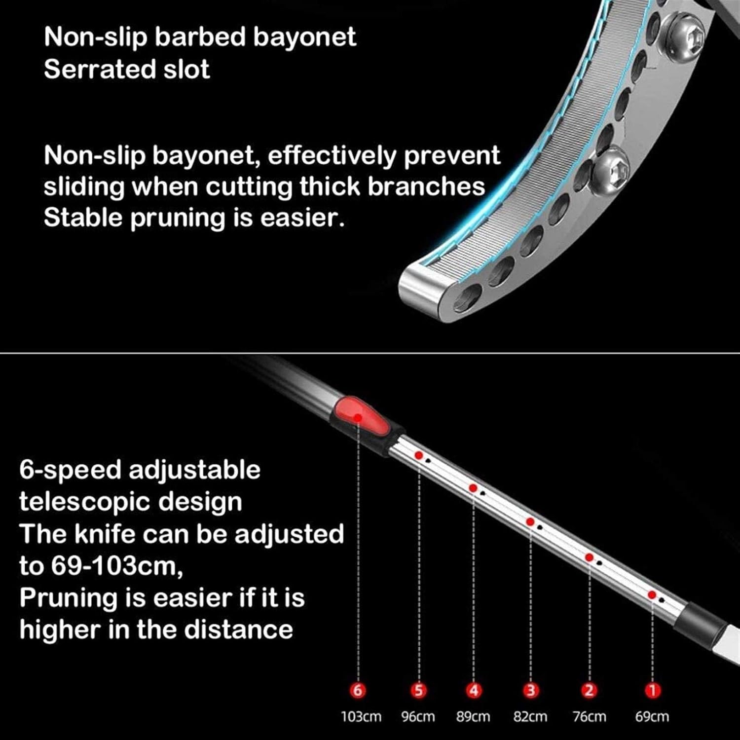 Pruning Shears,Garden Loppers Long Handle Telescopic Anvil Loppers,Landscaping Rough Dead Tree Pruning Tool,Extendable 69-103Cm Garden Pruner