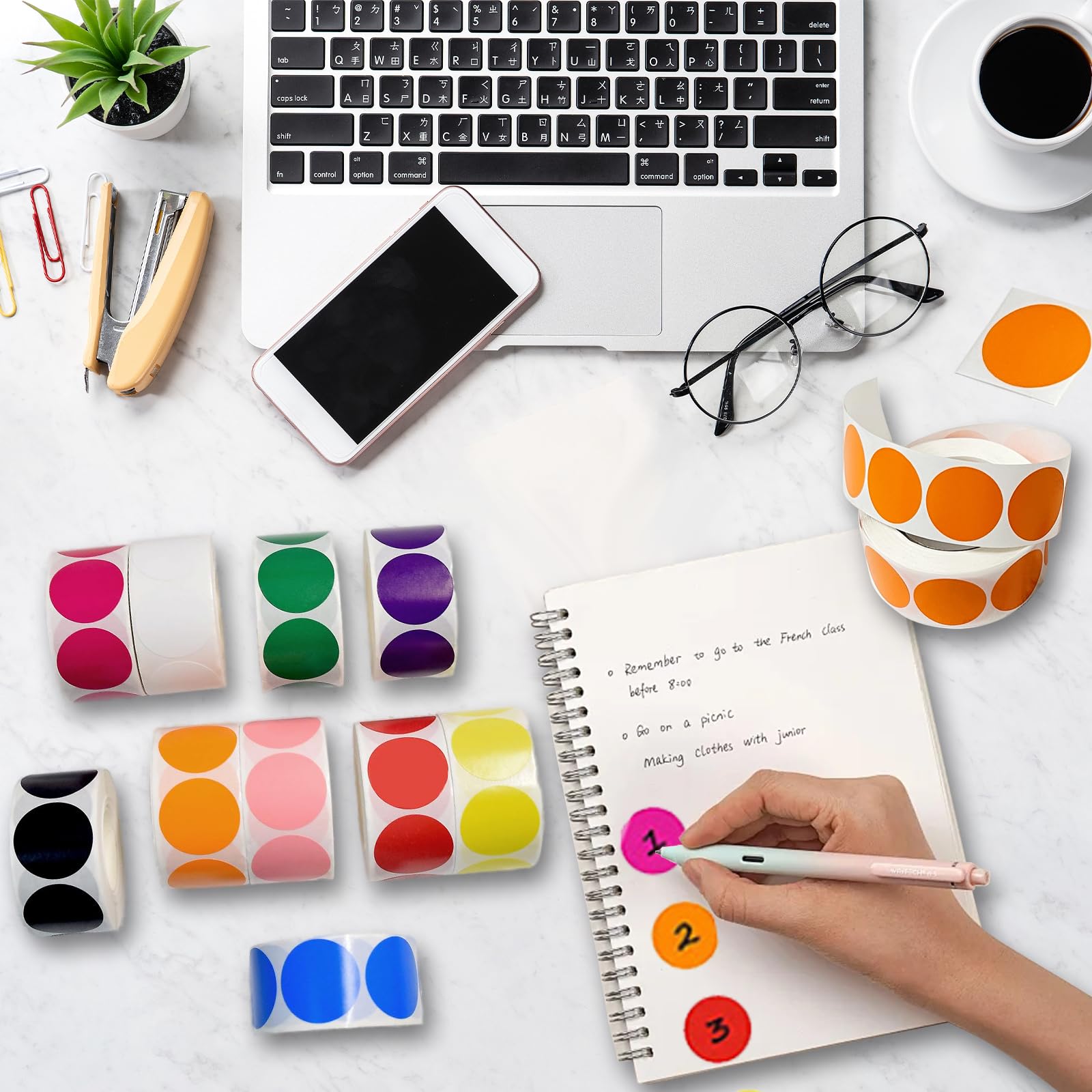 2000 Pcs Dot Stickers, 4 Rolls 25 Coloured Circle Stickers Reovable - View #4