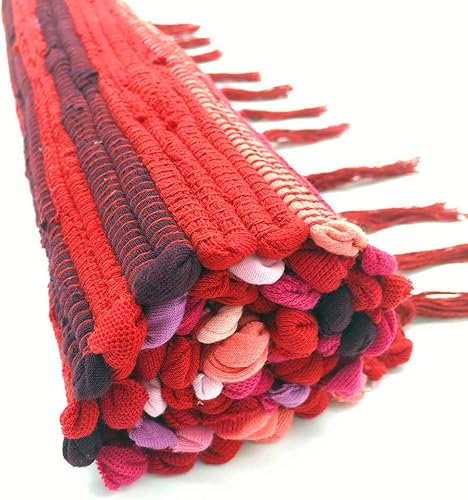 Miniatura 8 de Zeafeel Chindi - Alfombra de trapo, lavable a máquina, reversible, de algodón, tejida a mano, multicolor, a rayas, para dormitorio, sala de estar,