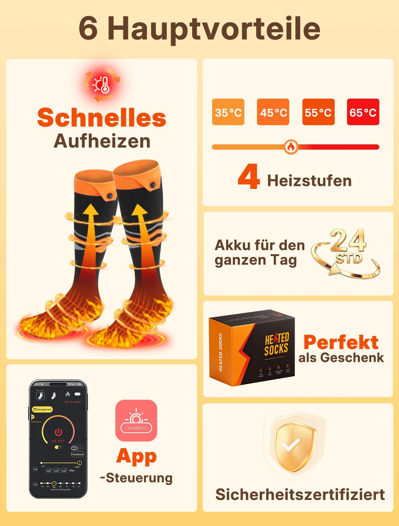 Beheizte Socken Herren Damen für Winter Outdoor Skifahren & Camping