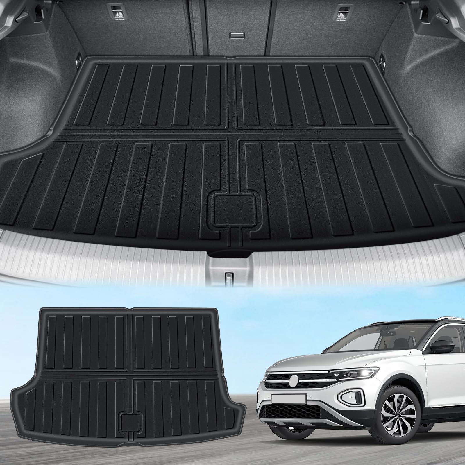 ECOZEN per VW Tange t ROC2018-2025 tappetino per bagagliaio, tappetino in gomma antiscivolo per bagagliaio, VW T ROC accessori 2018 2019 2020 2021 2022 2023 2024 2025