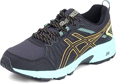 asics(アシックス) レディース Gel-Venture 7 ランニングシューズ, ブラック/オレンジポップ。, 10 Wide