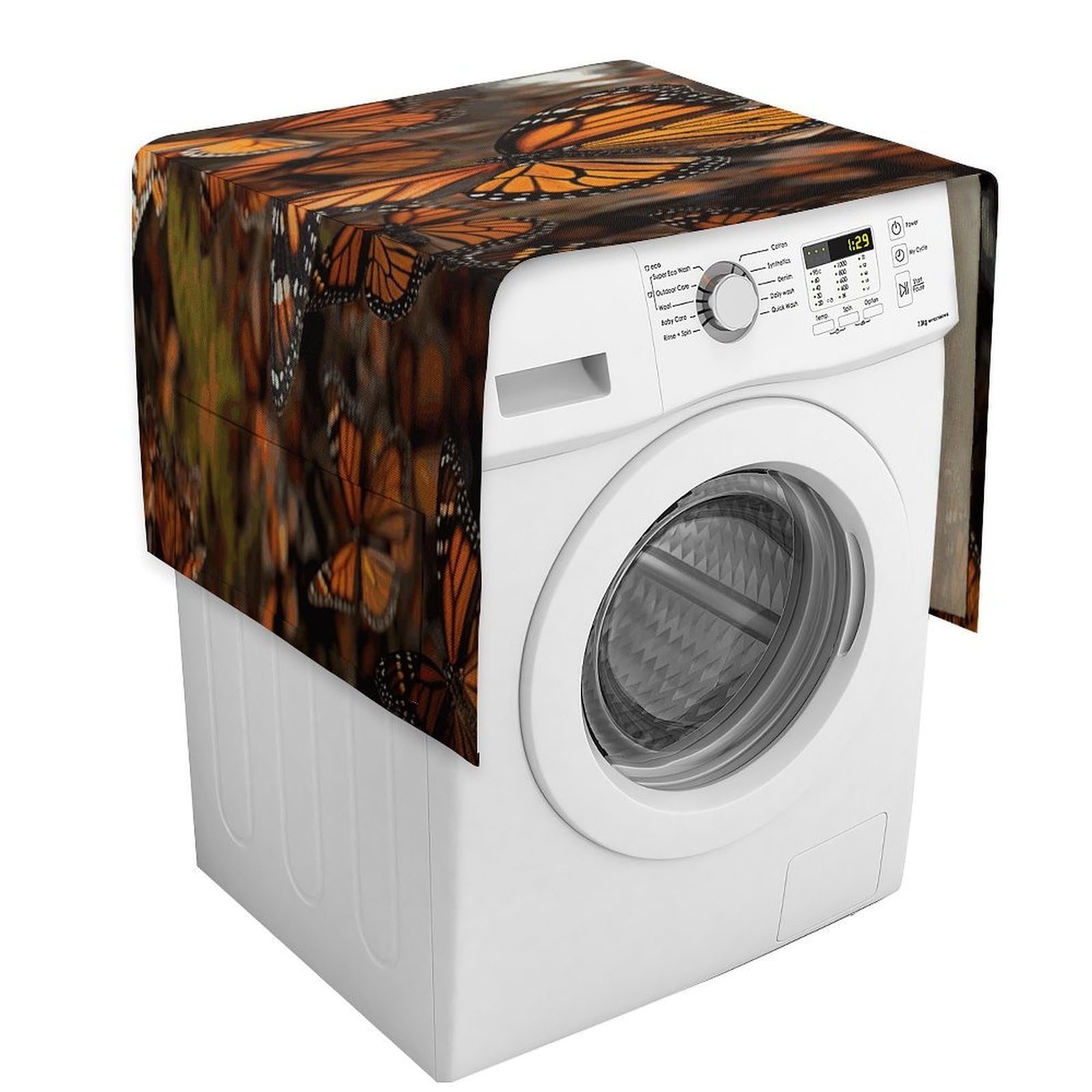 Vstadank Style Monarch Butterflies Dust Cover Dustproof Washer And Dryer Covers For The Top Fridge Dust Cover Multi-Purpose Decorative Kitchen Appliance Covers For Home Machine Protector