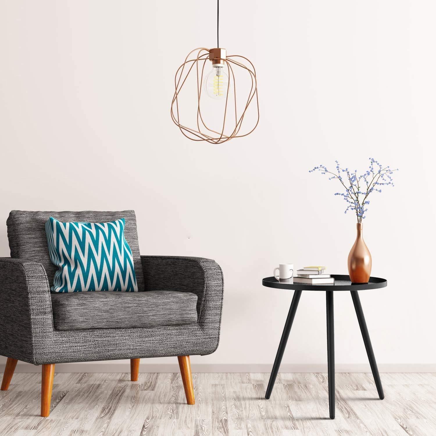 Salontafel Paras rond mangohout zwart metaal 90 cm - Naturel kopen